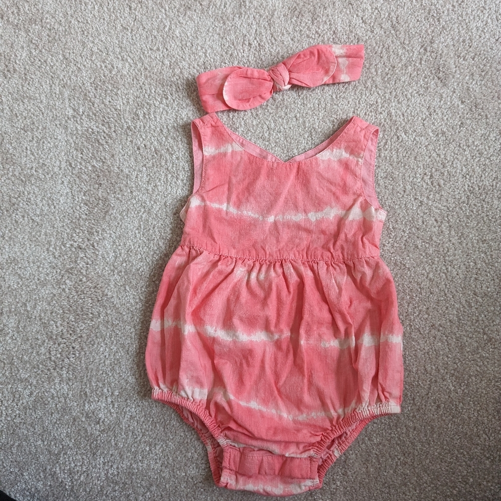 Gap baby summer romper + headband